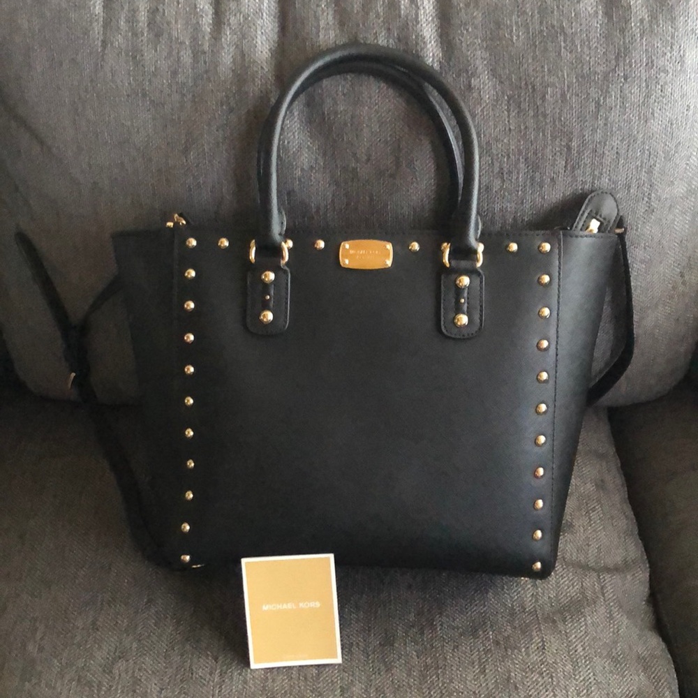 Large Michael Kors Tote Satchel Bag (Black)